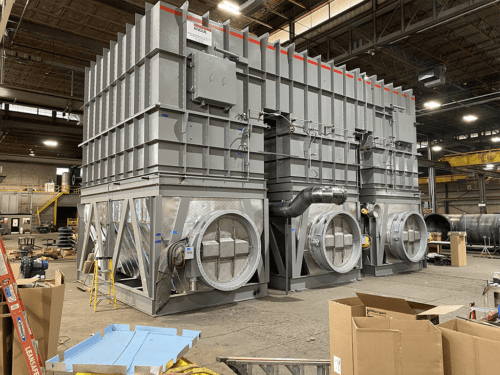 Three Chamber Regenerative Thermal Oxidizer in Fabrication Shop